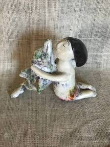 lot 3089 image: Hand Crafted in Mexico Girl and Dolphin