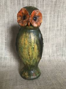 lot 3143 image: Wood Carved Colorful Owl