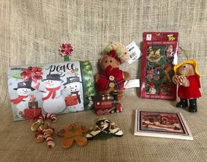 lot 3164 image: Lots of Holiday fun--gingerbread, train ornament, Paddington Bear Ornament, etc.
