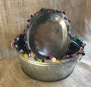 lot 1039 image: Set of embellishedbeaded Galvanized tins
