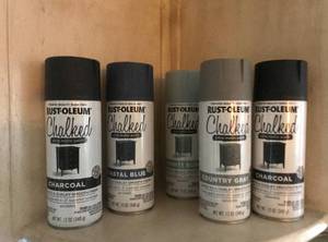 lot 1074 image: Assortment of Rustoleum Chalk Spray Paint (cans either new or barely used)