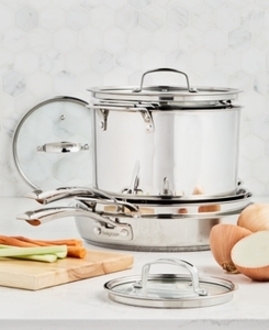 lot 6124 image: Belgique Stackable 10-Pc. Stainless Steel Cookware Set