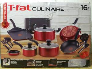 lot 6132 image: T-fal Culinaire 16-Pc. Nonstick Aluminum Cookware Set