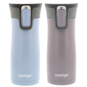 lot 6202 image: Contigo Autoseal West Loop 2.0 - Vacuum Insulated Stainless Steel Thermal Coffee Travel Mug, 16oz- Earl Grey & Dark Purple