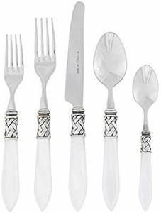 lot 6229 image: Vietri Aladdin Antique White Five-Piece Place Setting