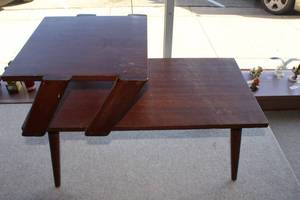 lot 2827 image: Vintage MCM Wooden Shop Made End Table 2 Tall