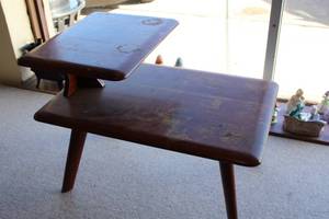lot 2814 image: Vintage Wooden MCM Shop Made End Table 2 Tall