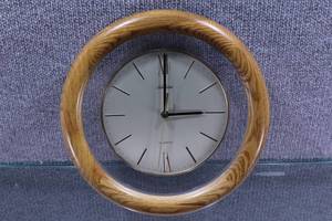 lot 2841 image: Sunbeam Quartz Modern Blond Wood Framed Wall Clock