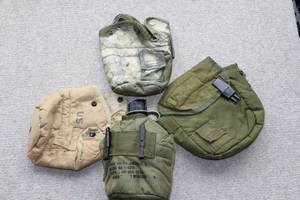 lot 2869 image: Army Canteen and 4 Carrying Pouches Army Surplus