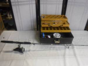 lot 8942 image: Tackle box and Cardnial fishing pole