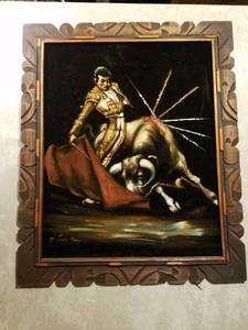 lot 19160 image: Matador Themed Painting on Velvet