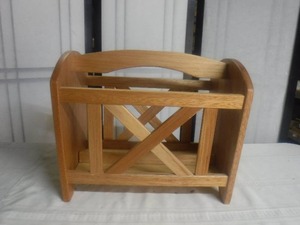 lot 12550 image: Wooden magazine rack Holder