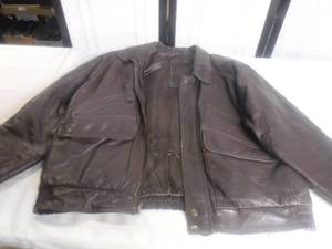 lot 12706 image: Large Brown Leather or Faux Leather Jacket
