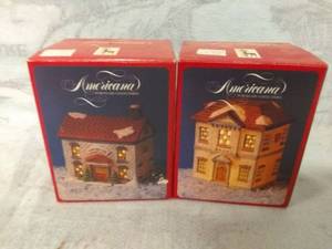 lot 11502 image: Vintage Americana Porcelain Collectible Bank and Law Office Figurines