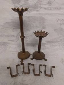 lot 11524 image: Candle Holders and Antique Curtain Brackets