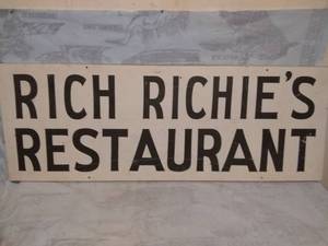 lot 11539 image: Rich Richies Restaurant Metal Sign