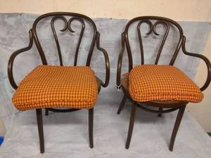 lot 11542 image: Pair of Wood and Wicker Chairs