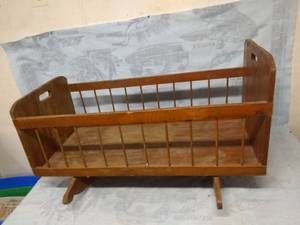 lot 11544 image: Vintage Wooden Rocking Cradle