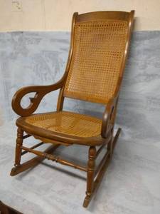 lot 11551 image: Wood and Wicker Rocker