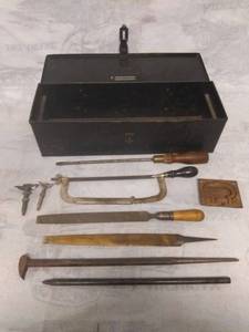 lot 11575 image: Vintage Tool Box and Tools