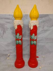 lot 11633 image: Blow Mold Lighted Candle Holiday Decorations