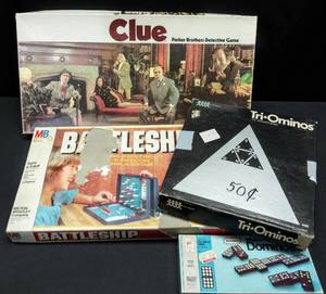 lot 109 image: Vintage Game Lot  Clue, Battleship & More