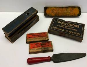 lot 137 image: Lot of Vintage Misc. Tools  Miniature Light Bulbs, Sharpening Stones & More