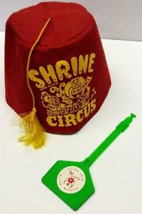 lot 143 image: 1960s Shrine Circus Childrens Souvenir Red Felt Hat With Tassel  Bonus