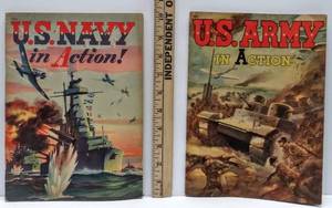 lot 172 image: 1942 U.S. Army in Action & U.S. Navy in Action  Softbound books  Distributed by Whitman Publishing
