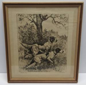lot 178 image: Vintage R.H. Palenske Steady Boys Hunting Dogs Print  Springer Spaniel Pair Hunting