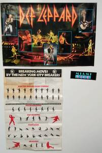 lot 185 image: 1980s Def Leppard Poster & 1984 Break Dancing Poster  Vintage Miami Vice Bumper Sticker