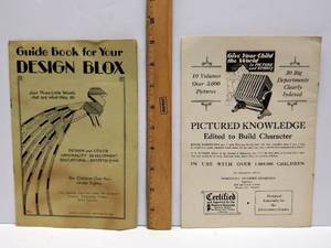 lot 212 image: 1936 Design Blox Instruction Pamphlet &  a Sample Story from the Pictured Knowledge Encyclopedia Set