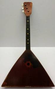 lot 20 image: Vintage Russian Balalaika  Triangular Wooden 3-String Mandolin Musical Instrument