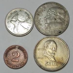lot 252 image: Lot of 4 Foreign Coins  Germany, Mexico, & Canada