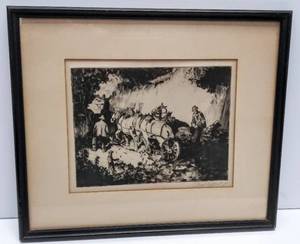 lot 281 image: Vintage Artwork from Ray Lippenbereger  Framed in Eldorado Ks