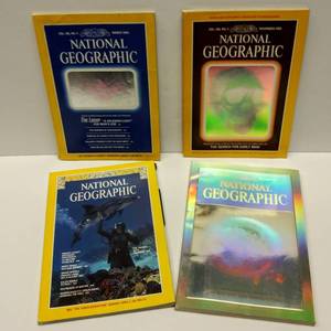 lot 290 image: 3 1980s National Geographic Hologram Issues & Vol 155 No 4 April 1979 Trouble with Dolphins
