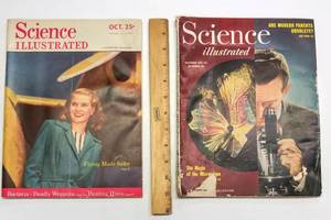 lot 295 image: Science Illustrated Magazines  October 1946 Vol. 1 # 7 & December 1947, Magic of Microscope