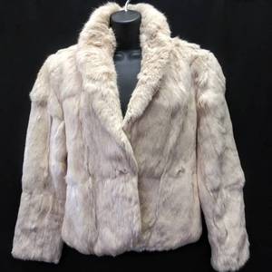 lot 33 image: Vintage Womens Rabbit Fur Jacket  Stand Up Collar  Sz Medium