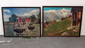 lot 304 image: 2 Large Framed Vintage Puzzles  (No Glass)