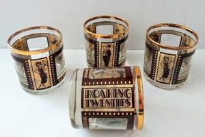 lot 315 image: Vintage Barware  Roaring Twenties Whiskey Lowball Glasses  Hollywood Film
