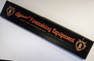 lot 344 image: Vintage Boy Scouts Of America Fire Making Equipment Original Box