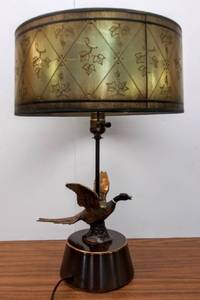 lot 51 image: Mid-Century  Flying Pheasant Lamp  BrassBronze
