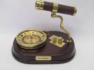 lot 5803 image: Kaleidoscope Wooden Music Box with Roulette Wheel & Dice, Plays The Gambler
