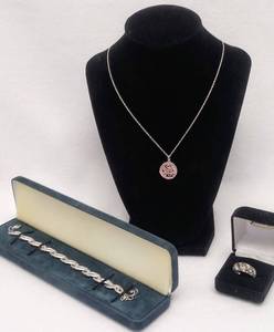 lot 5946 image: Silver Jewelry Stamped 925  Grandma Charm Necklace & More