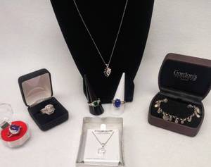 lot 5947 image: Elegant Silver Jewelry  Engagement Set, Necklaces & More All Stamped 925