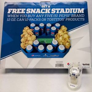 lot 5953 image: Pepsi Snack Stadium Serving Platter & a Vintage Pepsi Digital Watch