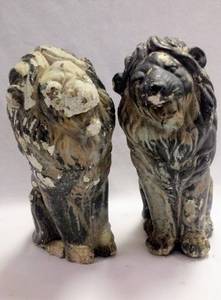 lot 100 image: Pair of Garden Lions  50 Lbs Each