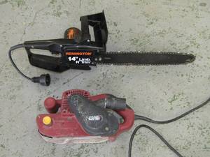 lot 5876 image: Electric Chainsaw and Belt Sander