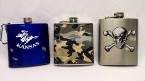 lot 5966 image: 3 Flask  One 7 oz., Two 6 oz.