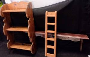 lot 5883 image: Lot of 3 Wood Wall Hanging Shelving